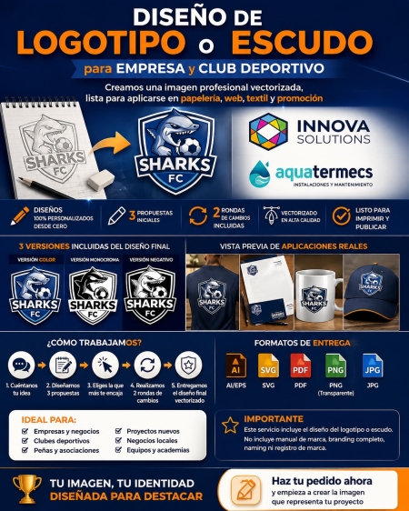 Diseño de logotipo o escudo | Empresa, club deportivo y asociaciones