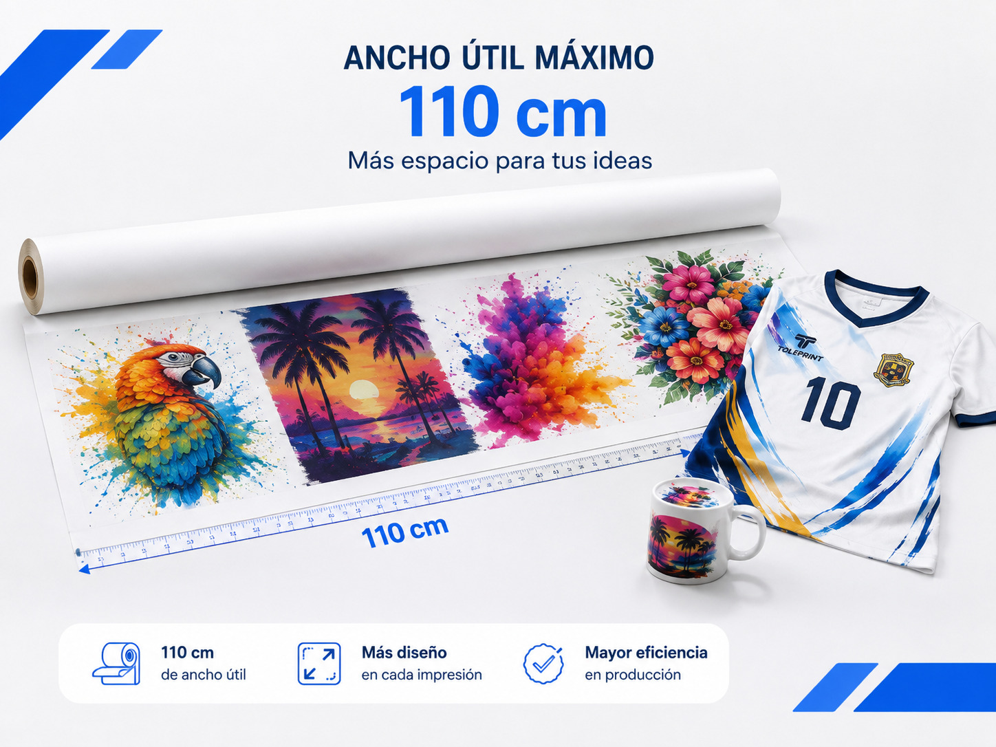 Ancho de 110 cm para sublimación por metros